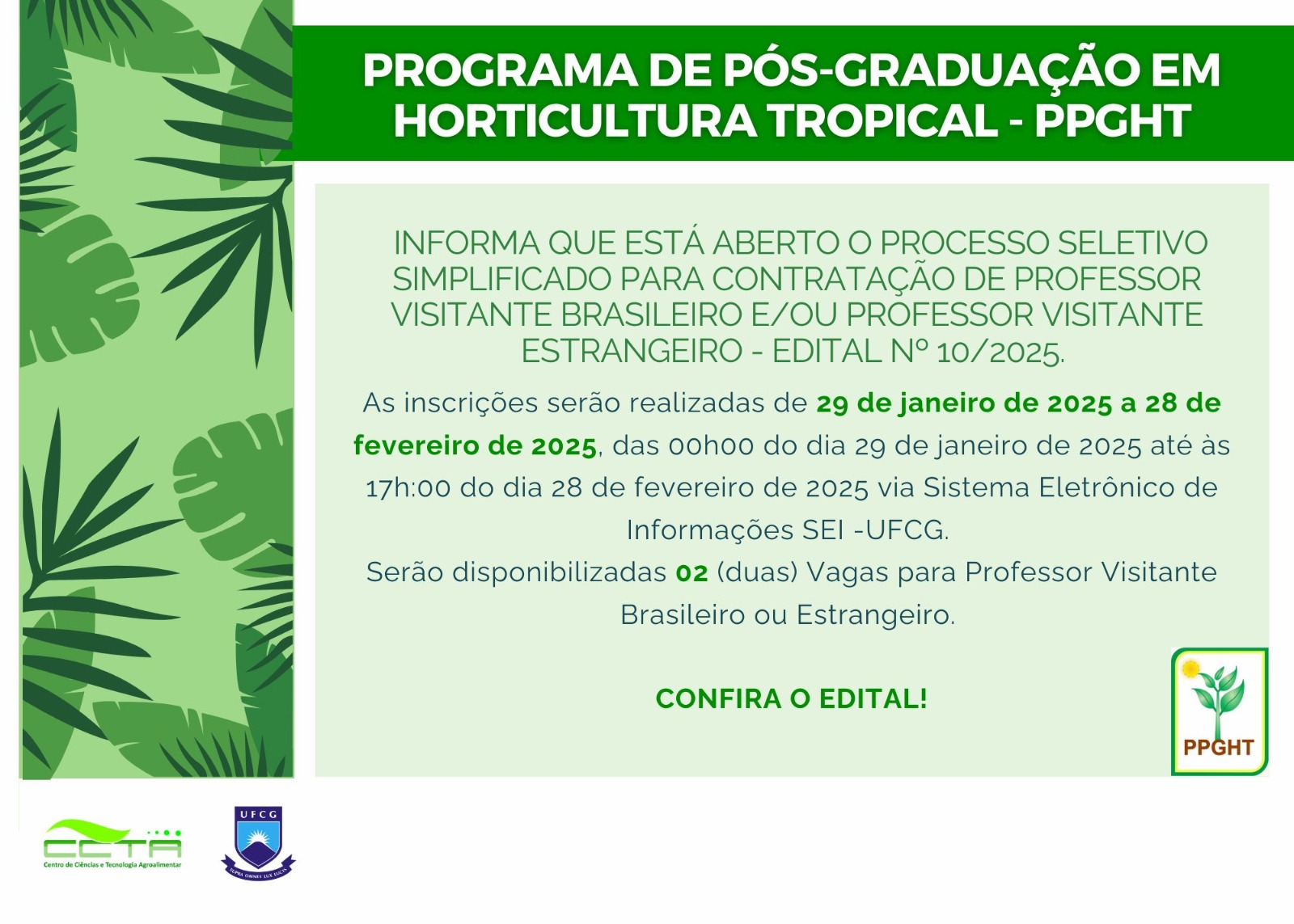 Edital de seleção para professor visitante 2025.1