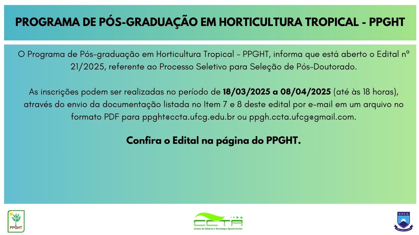 Edital nº21/2025 de Seleção Pós-Doutorado